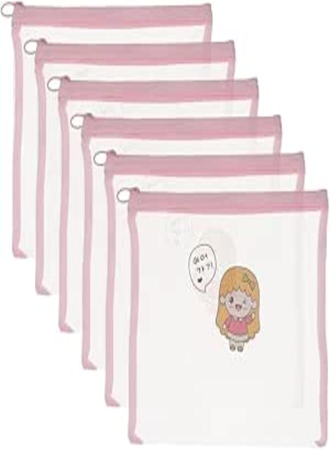 3A QB732-A5 Wire Paper Pouch With Zipper 18 * 32 cm 6 Pieces - Pink